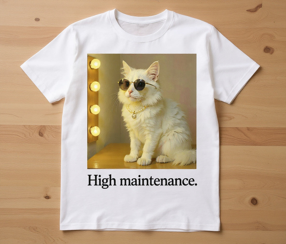 Custom Pet Portrait Tee shown in a room