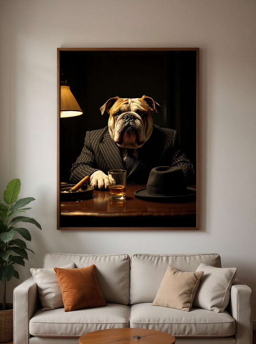 Custom Pet Portrait Canvas shown in a room