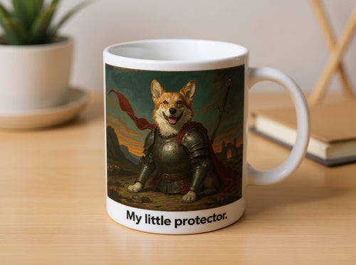 Custom Pet Portrait Mug shown in a room